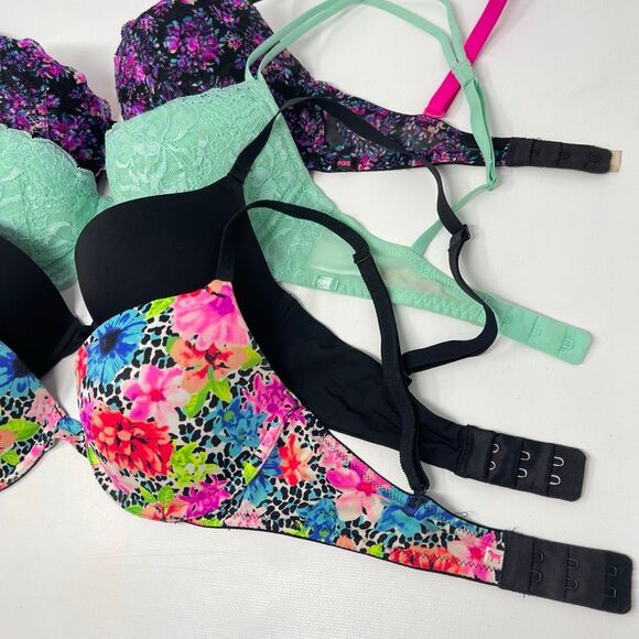 Victoria’s Secret Lot of 4 Bras Push Up Demi Lace Multicolor Women’s Size 32C - Picture 6 of 13